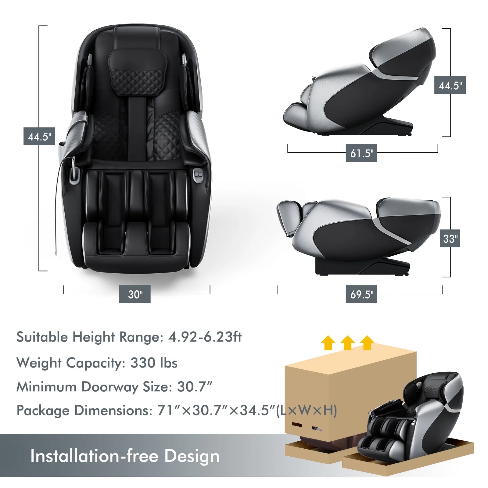 SL Track Full Body Zero Gravity Massage Chair with Voice Control Heat Foot Roller